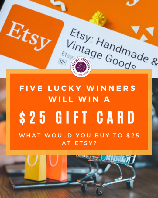 Etsy Gift Card Instant Win • Steamy Kitchen Recipes Giveaways