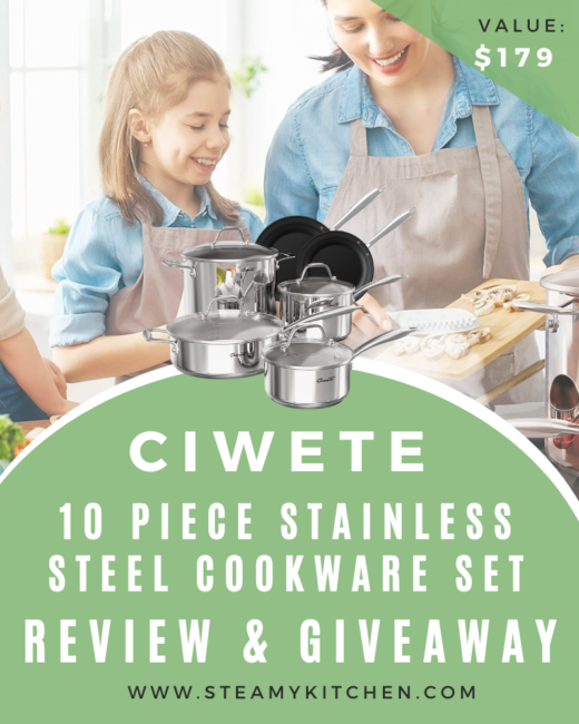 Ciwete 10-Piece Stainless Steel Cookware Set Review & Giveaway