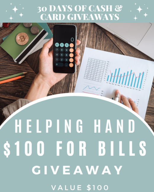 DAY 2: Helping Hand For Bills $100 Cash GiveawayEnds in 75 days.