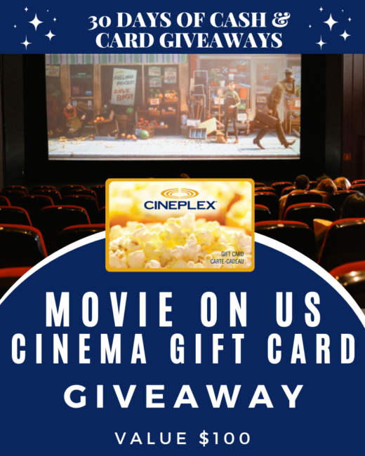 DAY 20: $100 Movie on Us Cinema Gift Card GiveawayEnds in 31 days.
