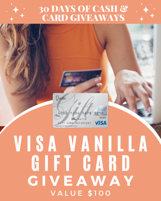 Day 8: $100 Visa Vanilla Gift Card GiveawayEnds in 83 days.