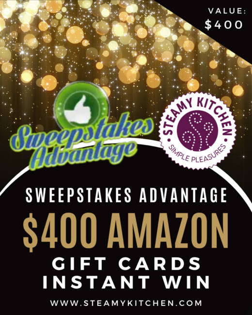 Sweepstakes Advantage x Steamy Kitchen $400 Amazon Gift Card Instant WinEnds in 72 days.