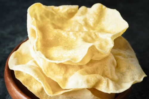 crispy Indian papadum chips for snacking