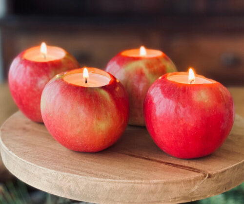An apple tealight holder seamlessly blends the fruitfulness and allure of the season, providing a gentle and warm glow that will elevate the coziness of your space.