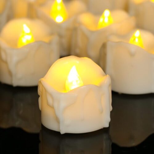 PChero Halloween Tea Lights with Timer, 12 Packs Flickering Flameless LED Tealights Battery Operated Votive Candles for Pumpkin Decor Indoor Home Party Halloween Decorations