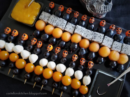 These Halloween fruit and veggie kabobs are from Castellon's Kitchen
