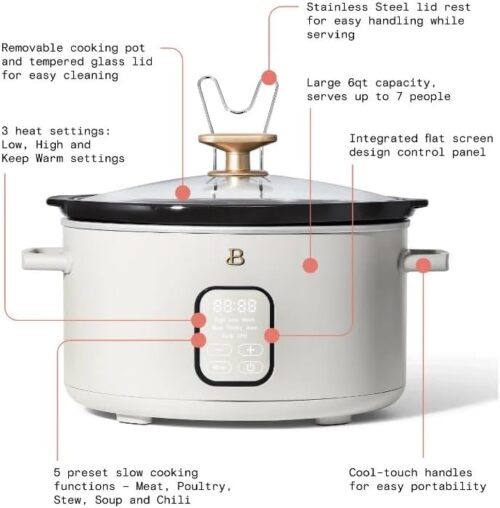 beautiful 6 quart programmable slow cooker features