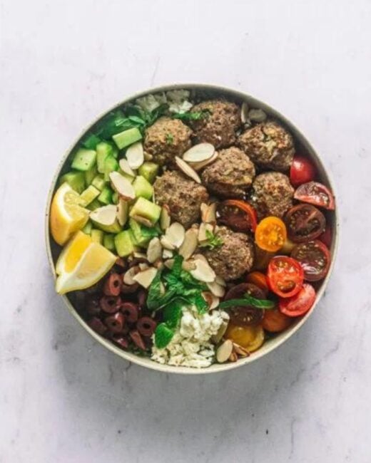 Greek Meatball Bowl with Lemon Tahini Sauce Recipe