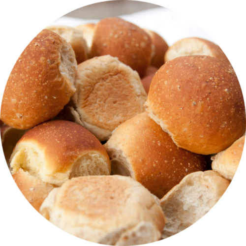 A basket of dinner rolls