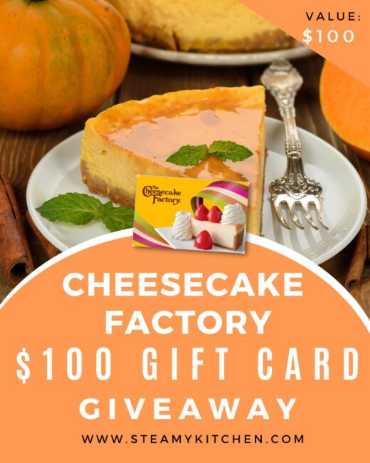 Cheesecake Factory $100 Gift Card GiveawayEnds in 53 days.