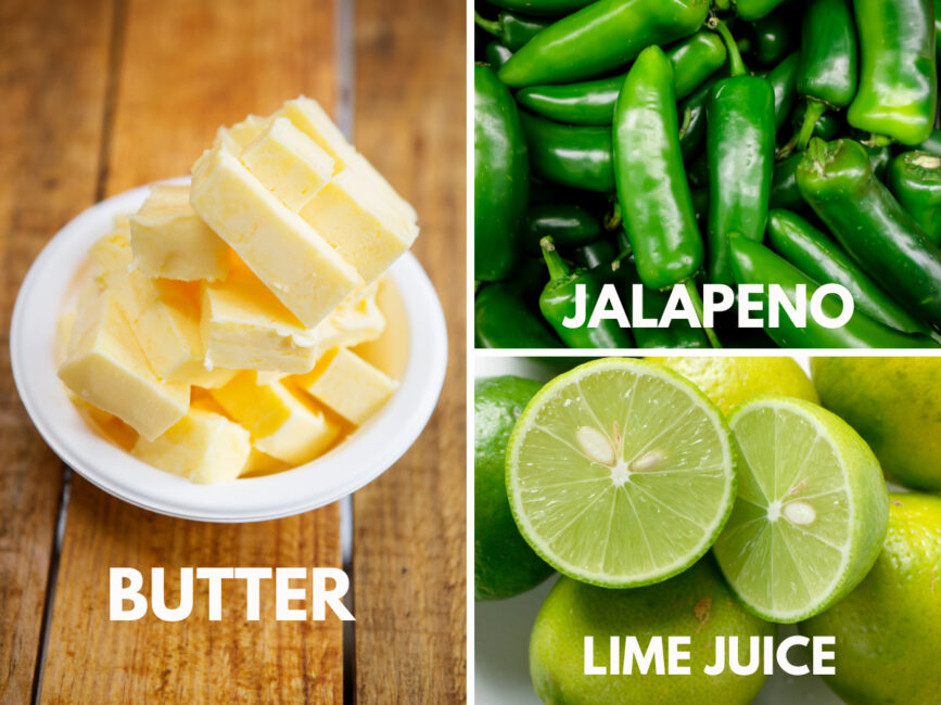 Spicy Jalapeno Butter ingredients with lime juice 