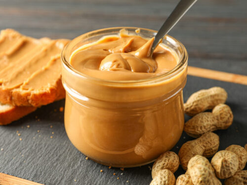 Smooth peanut butter in a jar