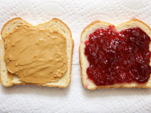 Peanut butter and jelly on bread