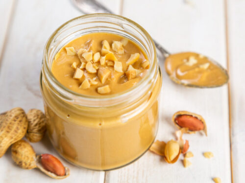 Chunky peanut butter in a jar