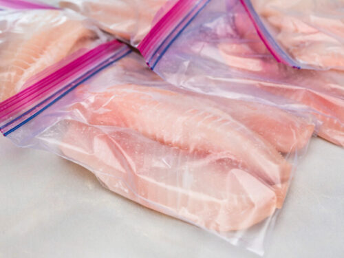 Ziploc baggies with fish filets