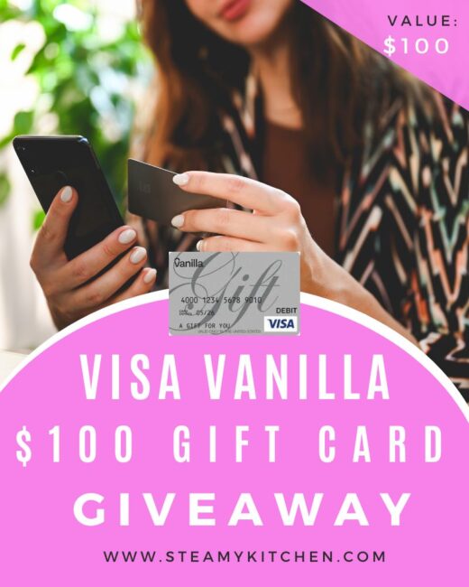 Yowinner Visa Vanilla 100 T Card Giveaway • Steamy Kitchen Recipes Giveaways 