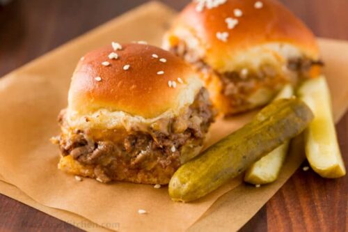 Cheeseburger sliders are sure to be a touchdown at your Super Bowl party