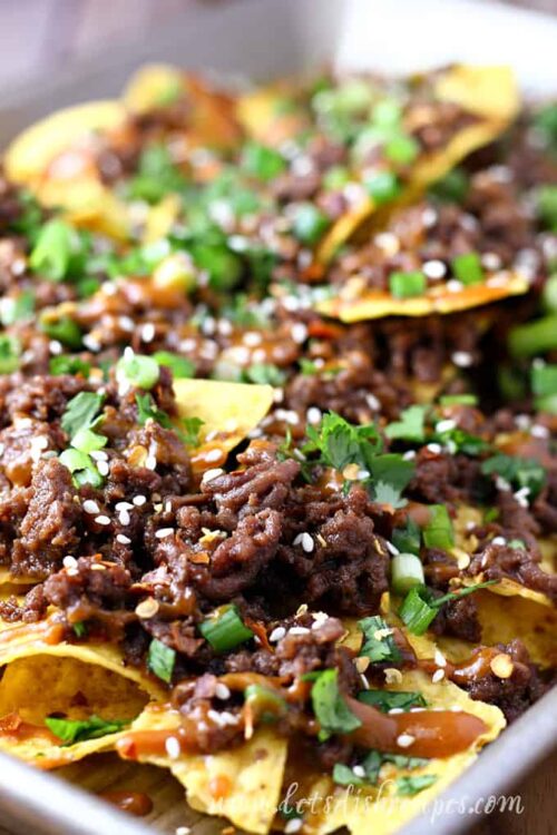 Thai Beef Nachos by Danelle of Let's Dish