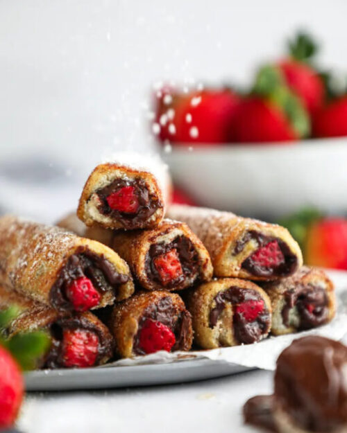 Strawberry & Chocolate Hazelnut French Toast Roll Ups