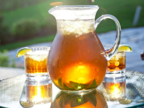 A pitcher of tea in the sunlight
