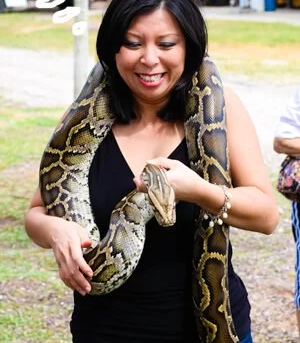 Jaden with a Burmese Python