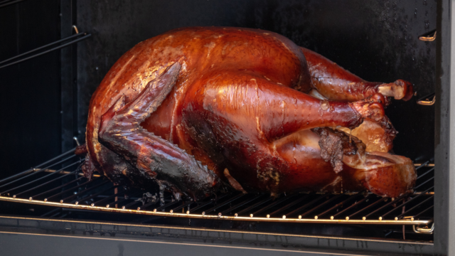 cooked turkey in smoker