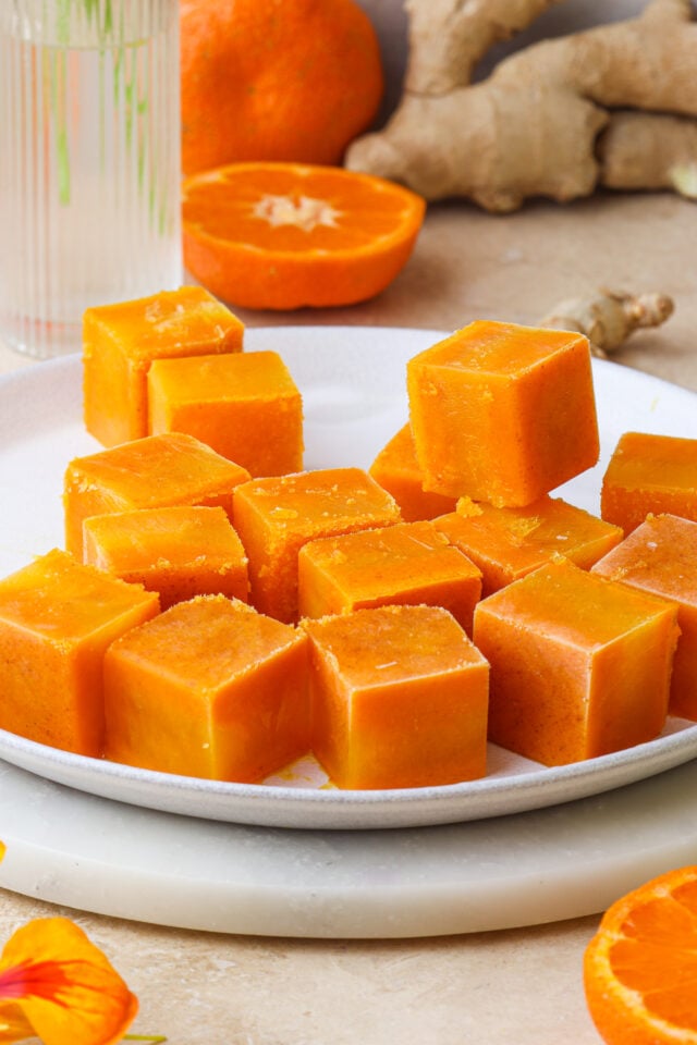 Ginger cubes on a plate