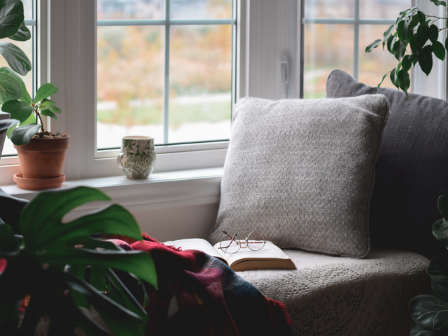 book nook with plants