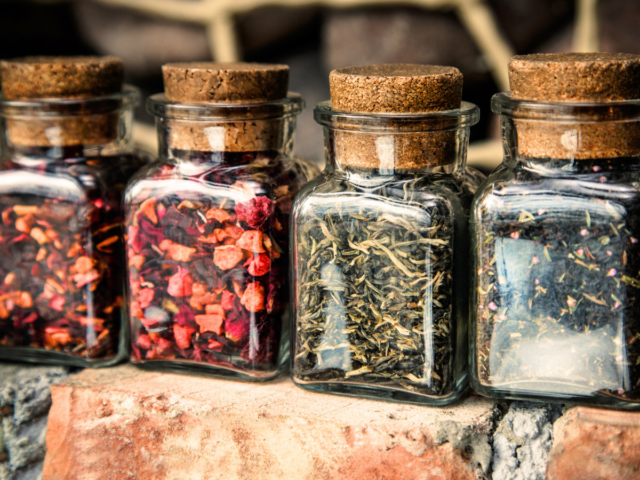 anti-aging teas in jars