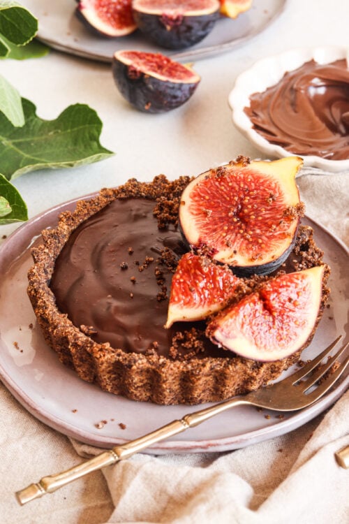 Fig and Mushroom Chocolate Tart