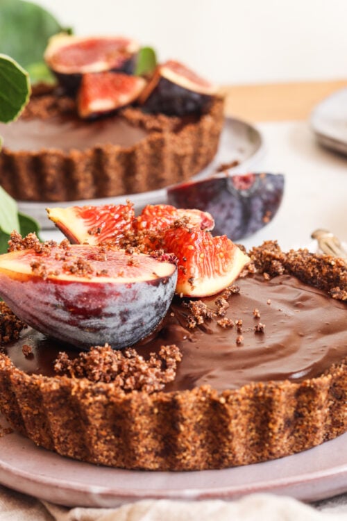 Fig and Mushroom Chocolate Tart