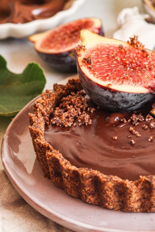 Fig and Mushroom Chocolate Tart