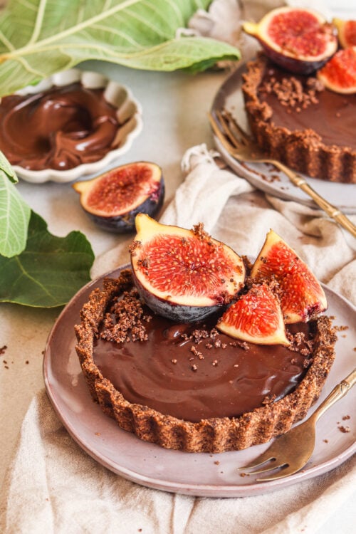 Fig and Mushroom Chocolate Tart