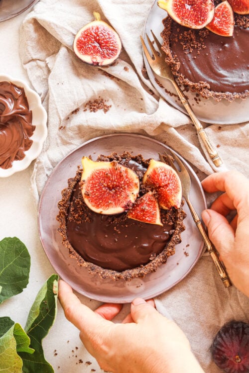 Fig and Mushroom Chocolate Tart