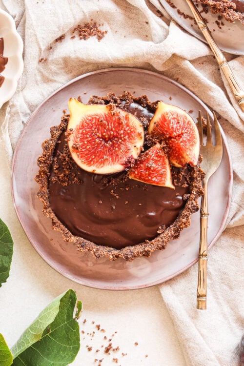 Fig and Mushroom Chocolate Tart