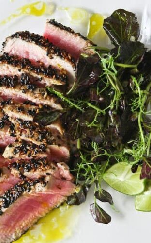 Sesame Seared Tuna with Lime Ginger Vinaigrette